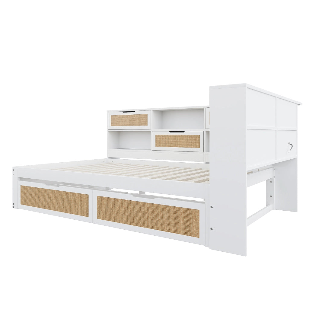 Letto alla francese 140x200 bianco con due cassetti