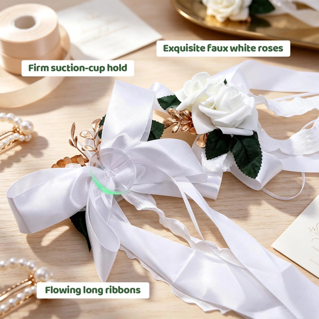 Decorazione per auto nuziale fiori 4 pezzi addobbo auto matrimonio
