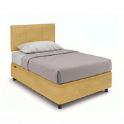 Letto Singolo Contenitore Imbottito 80x190 cm Microfibra Ocra BoxMax Testata Square
