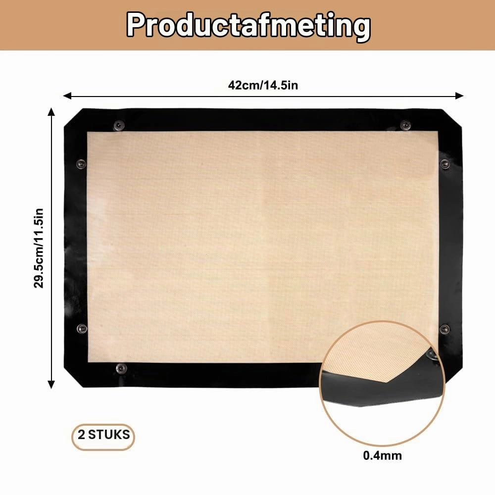 2 tappetini in silicone per la cottura, dimensioni 42x29,5 cm, rettangolari, con rivestimento antiaderente