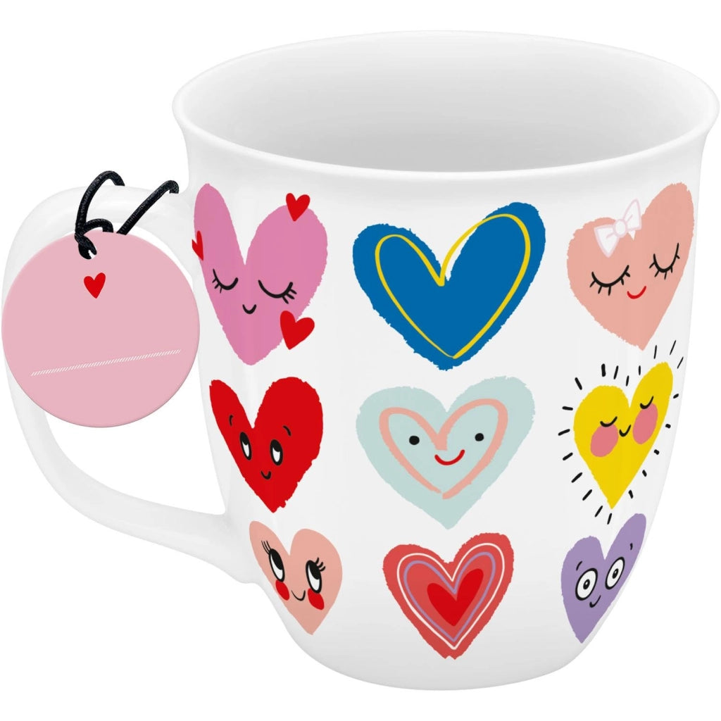Tazza da caffè con motivo a cuore, capacità 40 cl, in porcellana, altezza 10 cm