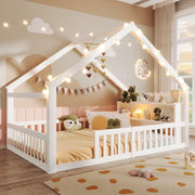 Letto casetta bianco per bambini 140 x 190 cm