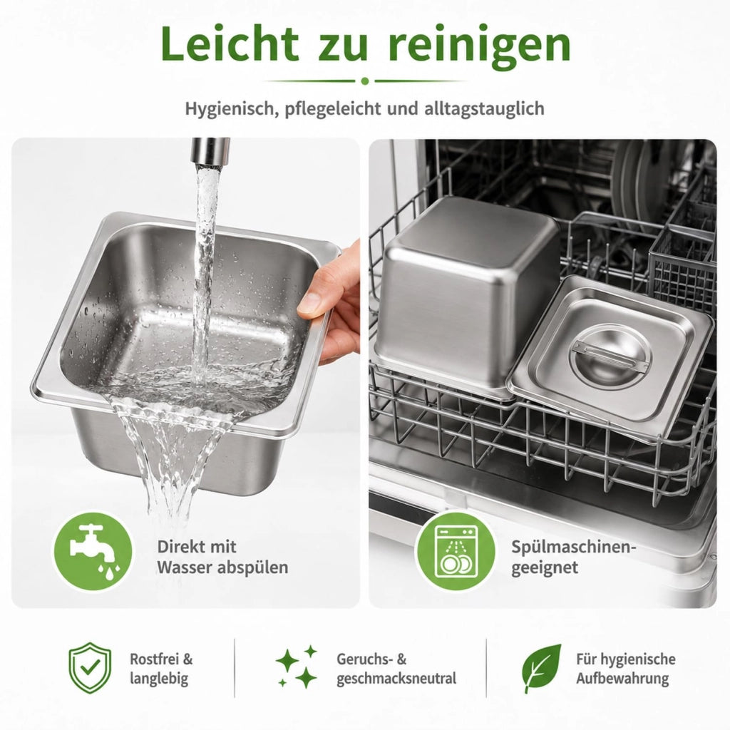 Contenitori per alimenti con coperchio, set da 4, dimensioni 17,6x16x15 cm, impilabili