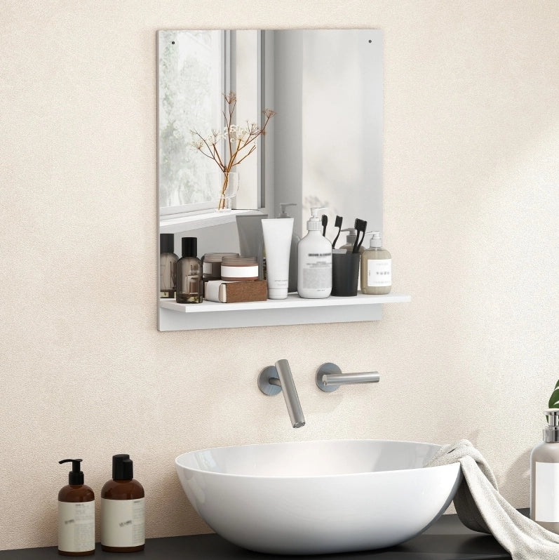 Specchio da bagno IVMEU 50x60 cm con mensola da 50 cm, bianco, per bagno e ingresso