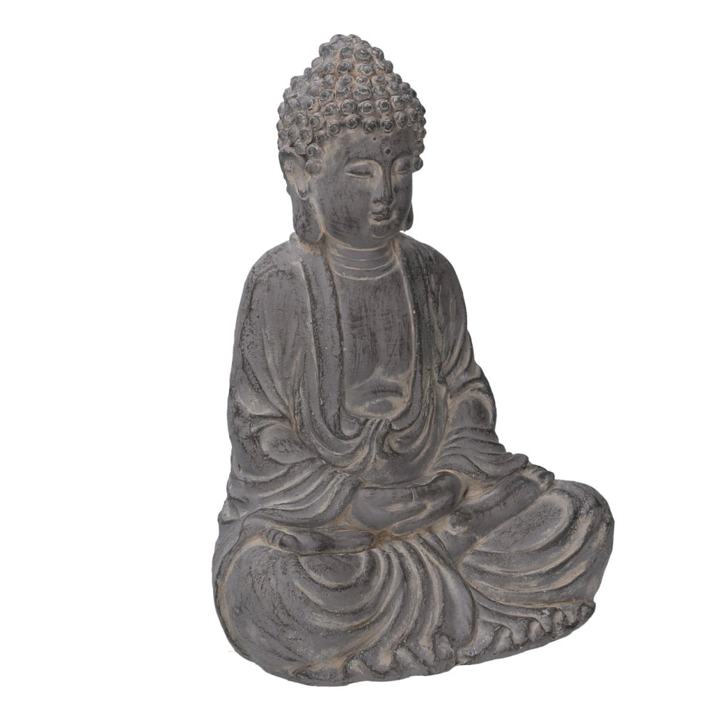 Buddha resina grigio cm 27x20h39