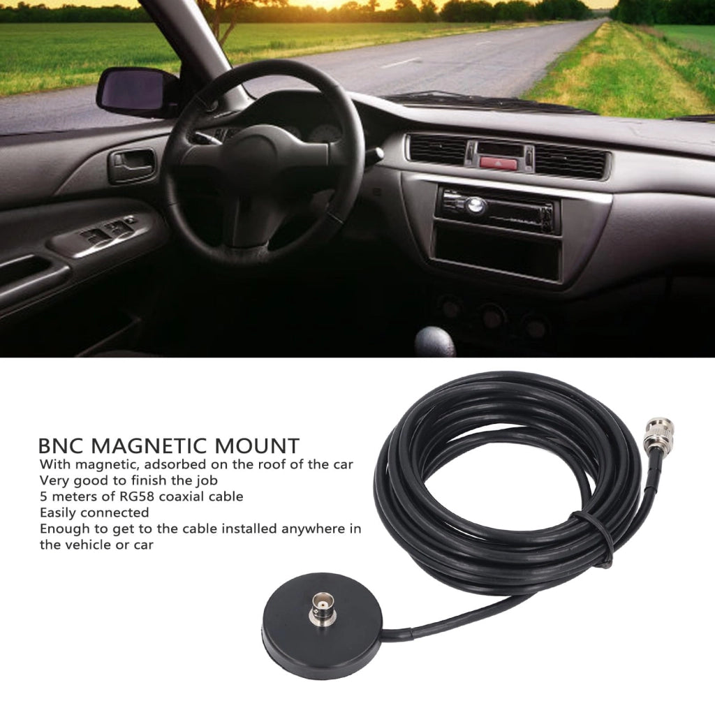 Supporto magnetico per connettore BNC, cavo RG58 da 5 metri, per radio CB