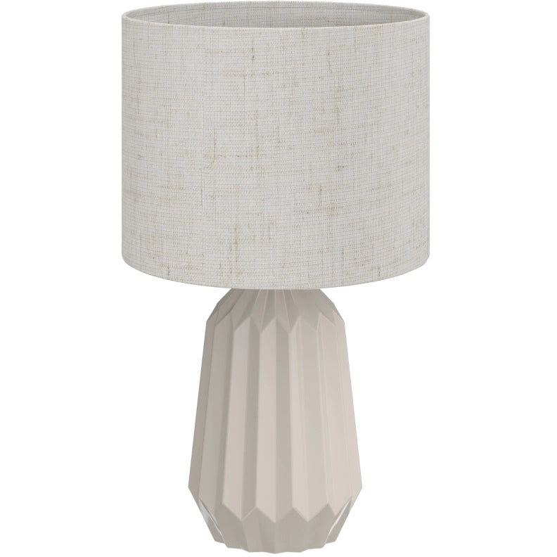 Lampada da tavolo beige con base in ceramica e paralume in lino, Ø22 x 39 cm