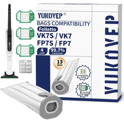 13 sacchetti per aspirapolvere compatibili con i modelli Kobold VK7s/VK7/FP7/FP7S + 3 filtri