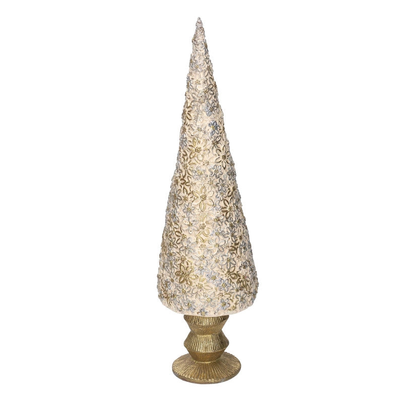 Albero resina fiori crema cm ø12h43
