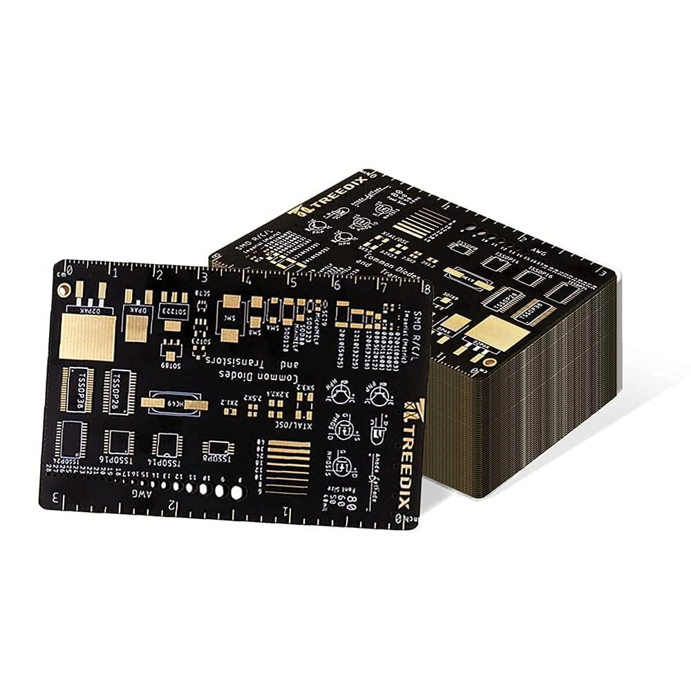 Kit di 2 strumenti lineari per PCB, adatti per componenti SMD, con indicazioni AWG e pitch dei circuiti integrati, per la misurazione di chip SMD, lunghezza 15 cm, colore oro