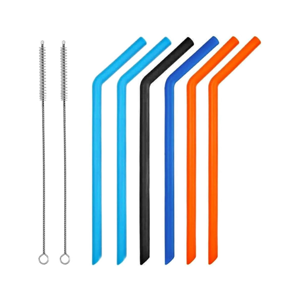 Set da 6 cannucce riutilizzabili in silicone, con 2 spazzole per la pulizia