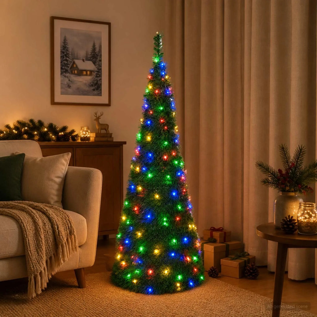 Albero di Natale LED pop-up 150 cm 100 LED PVC Verde 42055437