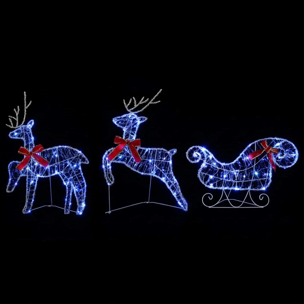 Renna di Natale con slitta 3 pz 60 LED Blu 150 x 19 x 65 cm 42049686