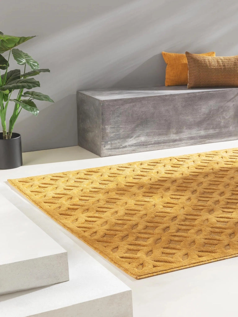 Tappeto rettangolare, in polipropilene, giallo, dimensioni 240 x 340 cm