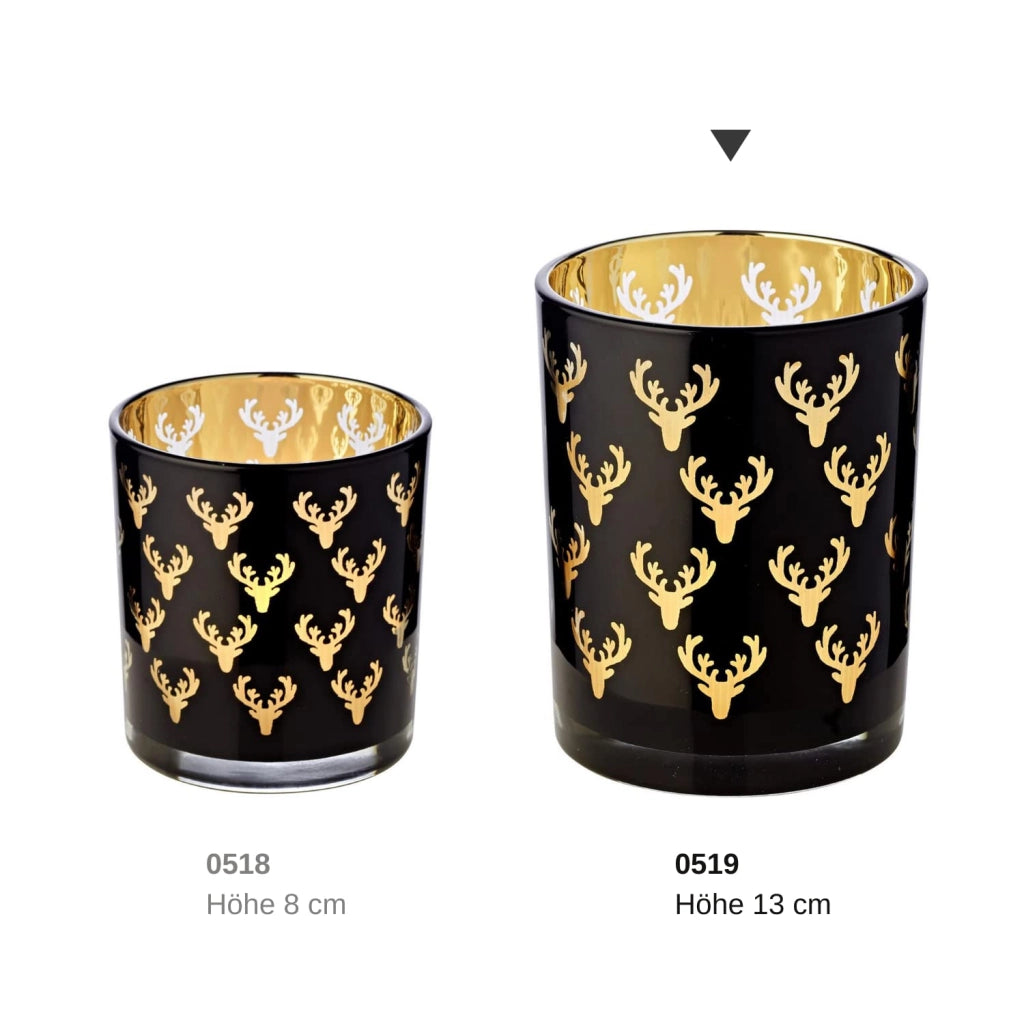 Porta candele Ben, diametro 10 cm, altezza 13 cm, nero, interno dorato