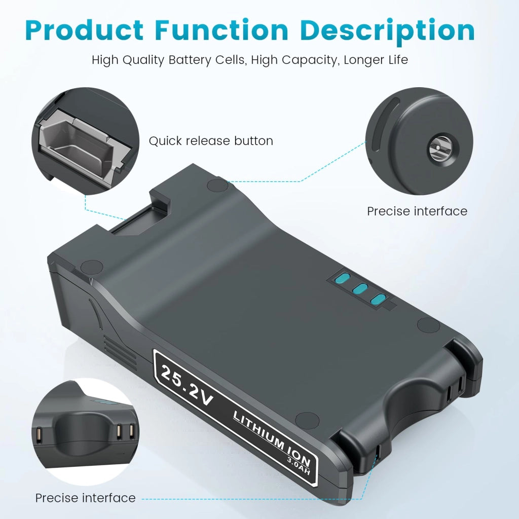 Batteria 25,2 V 3000 mAh XBAT200 per aspirapolvere Shark ION F80/Flex 2X