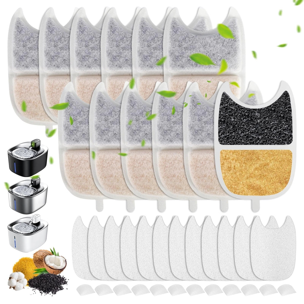 Set di 12 filtri di ricambio per fontanelle per gatti, compatibili con il modello YPD-C004