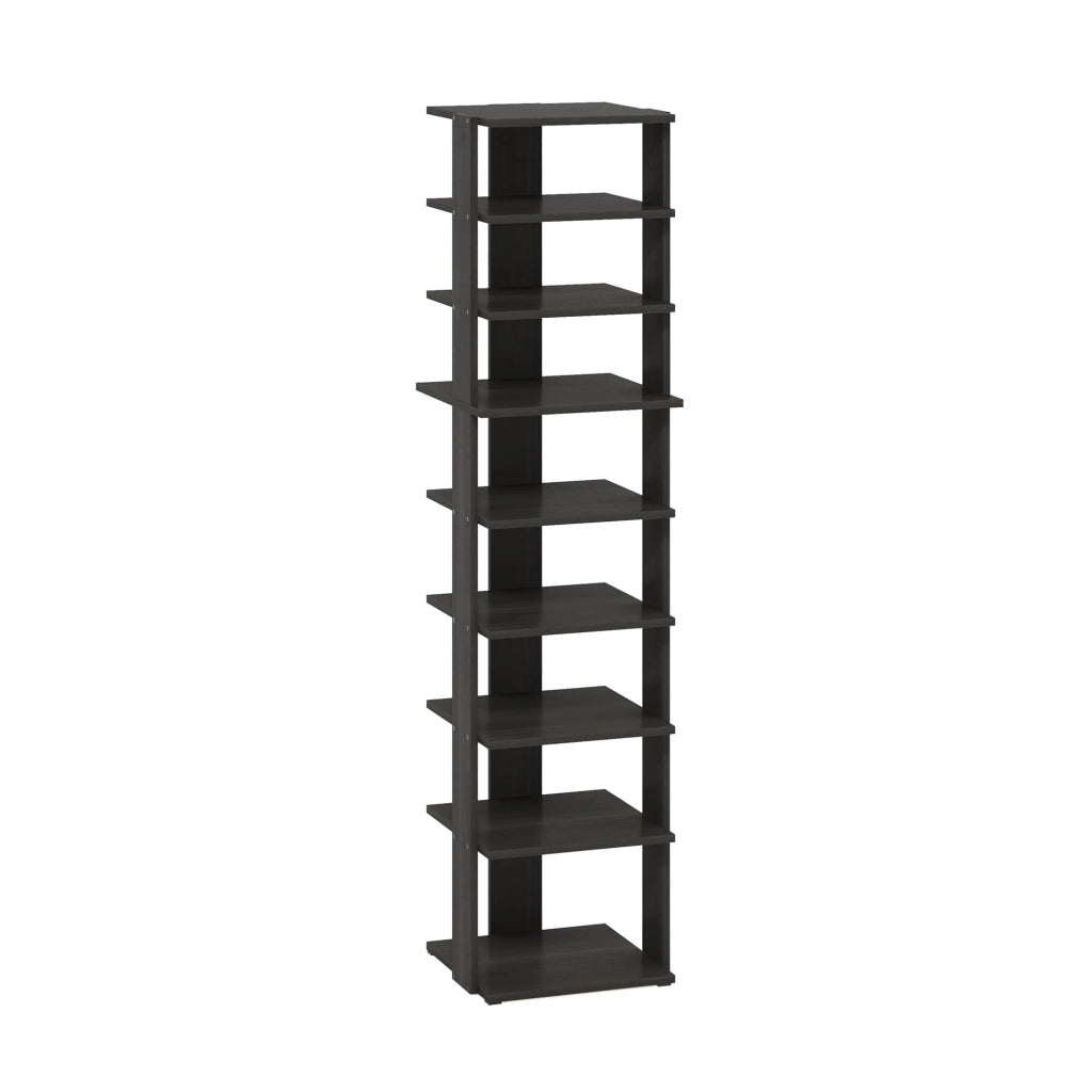 Scaffale a 9 ripiani per scarpe, autoportante, colore espresso, altezza 130 cm