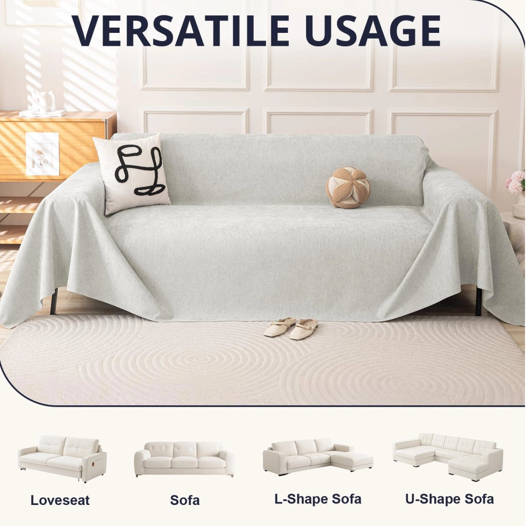 Copertura per divano, 180x260 cm, idrorepellente, lavabile, grigio chiaro