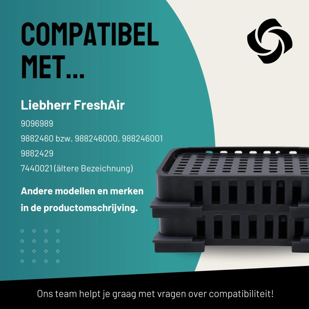 Filtri a carbone attivo per frigorifero Liebherr, confezione da 2 pezzi, dimensioni 49x45x10 mm