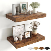 Mensole a muro sospese, 40x25 cm, set da 2, colore marrone, legno