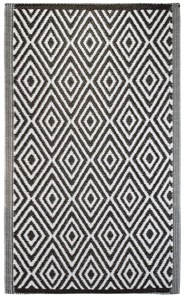 Tappeto da esterno, 90x150 cm, motivo a carlo, resistente alle intemperie, colore nero