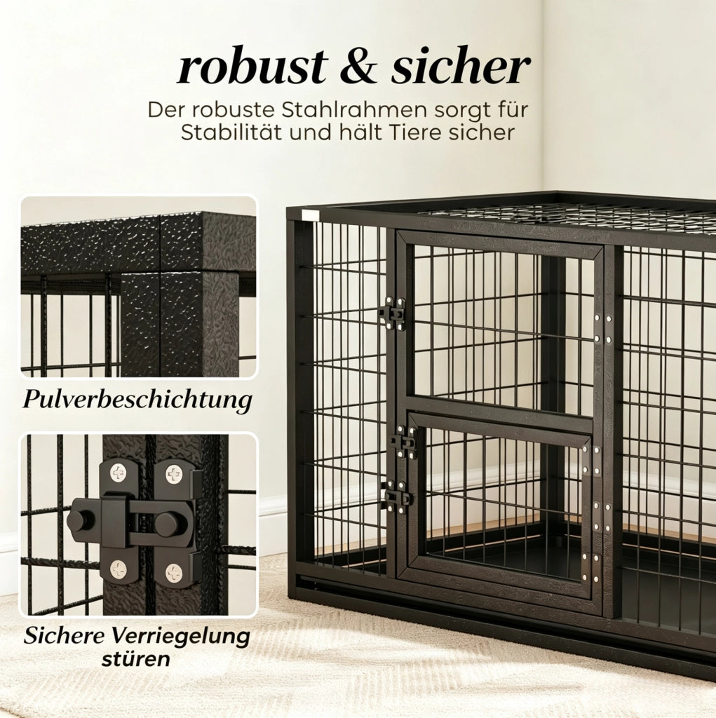 Gabbia per cani da interno in acciaio nero 94 x 60 x 64 cm