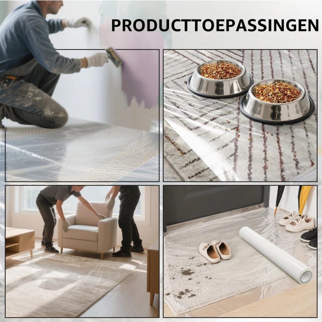 Pellicola protettiva per tappeti, 457 mm x 61 m, autoadesiva, trasparente