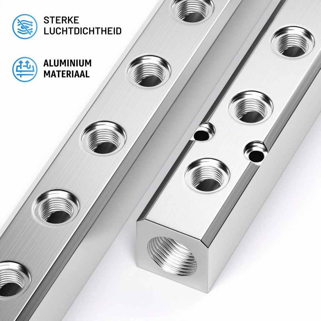 Distributore pneumatico, alluminio, 10 vie, 12 connessioni, colore argento