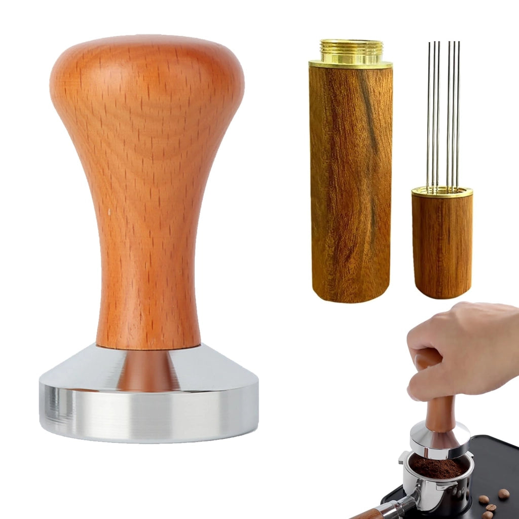 Tamper per caffè in acciaio inossidale con strumento WDT, ago per espresso, 6,8 cm