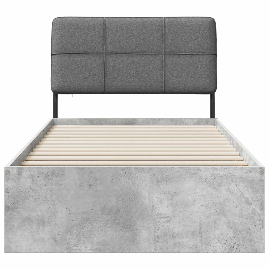 Letto singolo con testiera Grigio Cemento e Grigio Chiaro 8003368