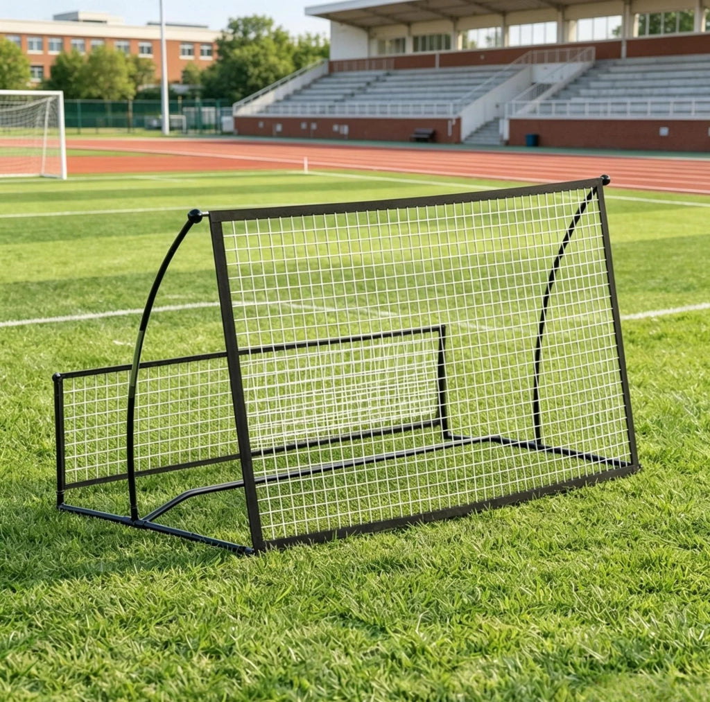 Rete da rimbalzo per calcio pieghevole a due lati, nera