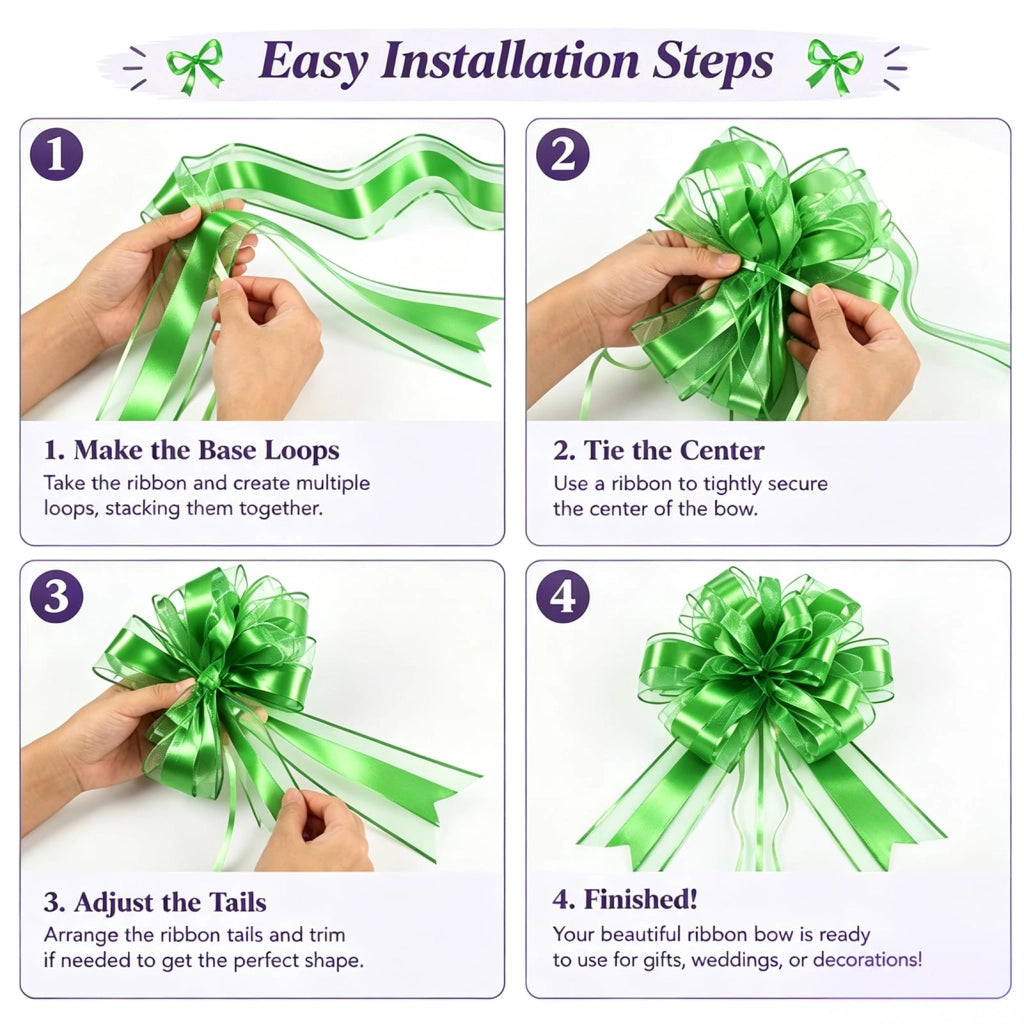 Nastro verde, 25 cm, realizzato a mano, ideale per confezioni regalo e decorazioni