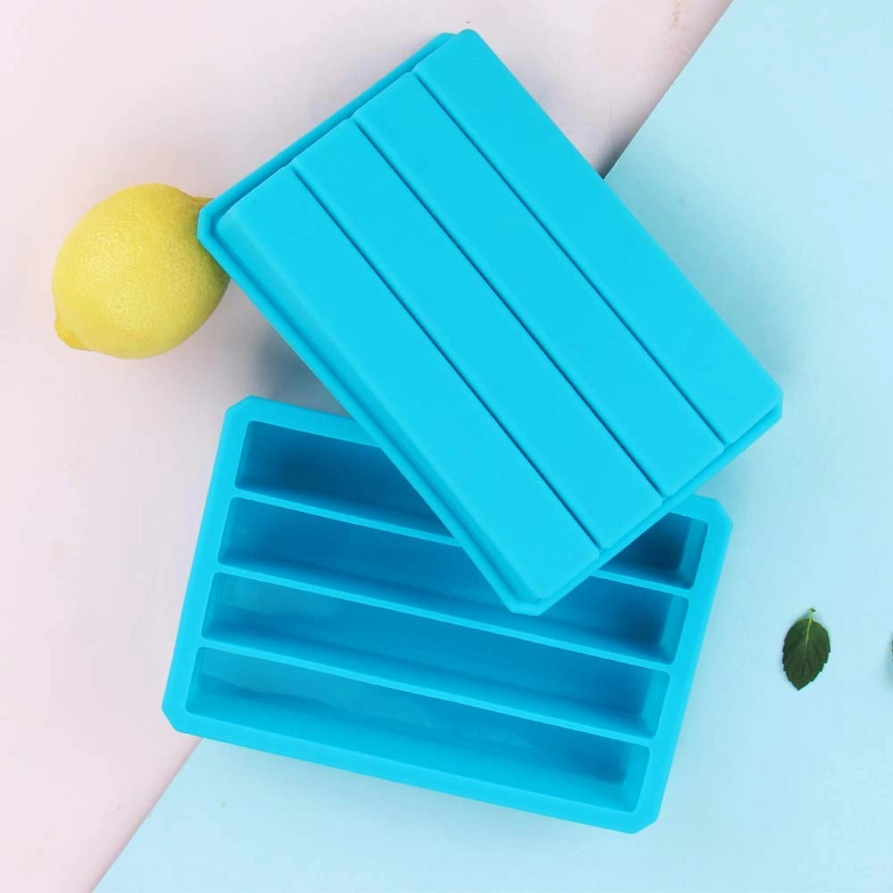 Stampo per ghiaccio a forma di bottiglia, set da 2, in silicone, senza BPA, con 4 vani