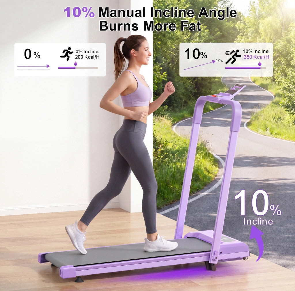 Tapis roulant pieghevole viola con inclinazione regolabile