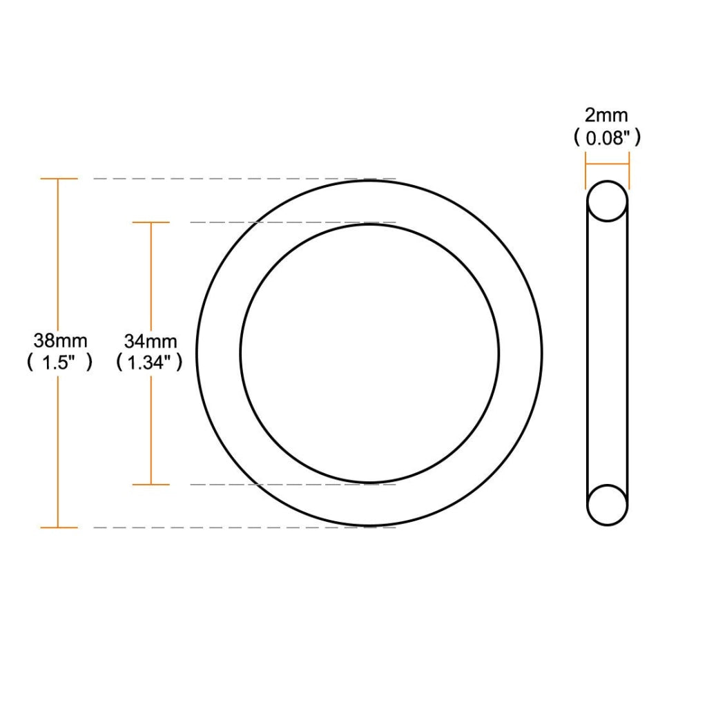 30 O-ring, dimensioni 38x2 mm, colore nero, in nitrile, resistenti agli oli