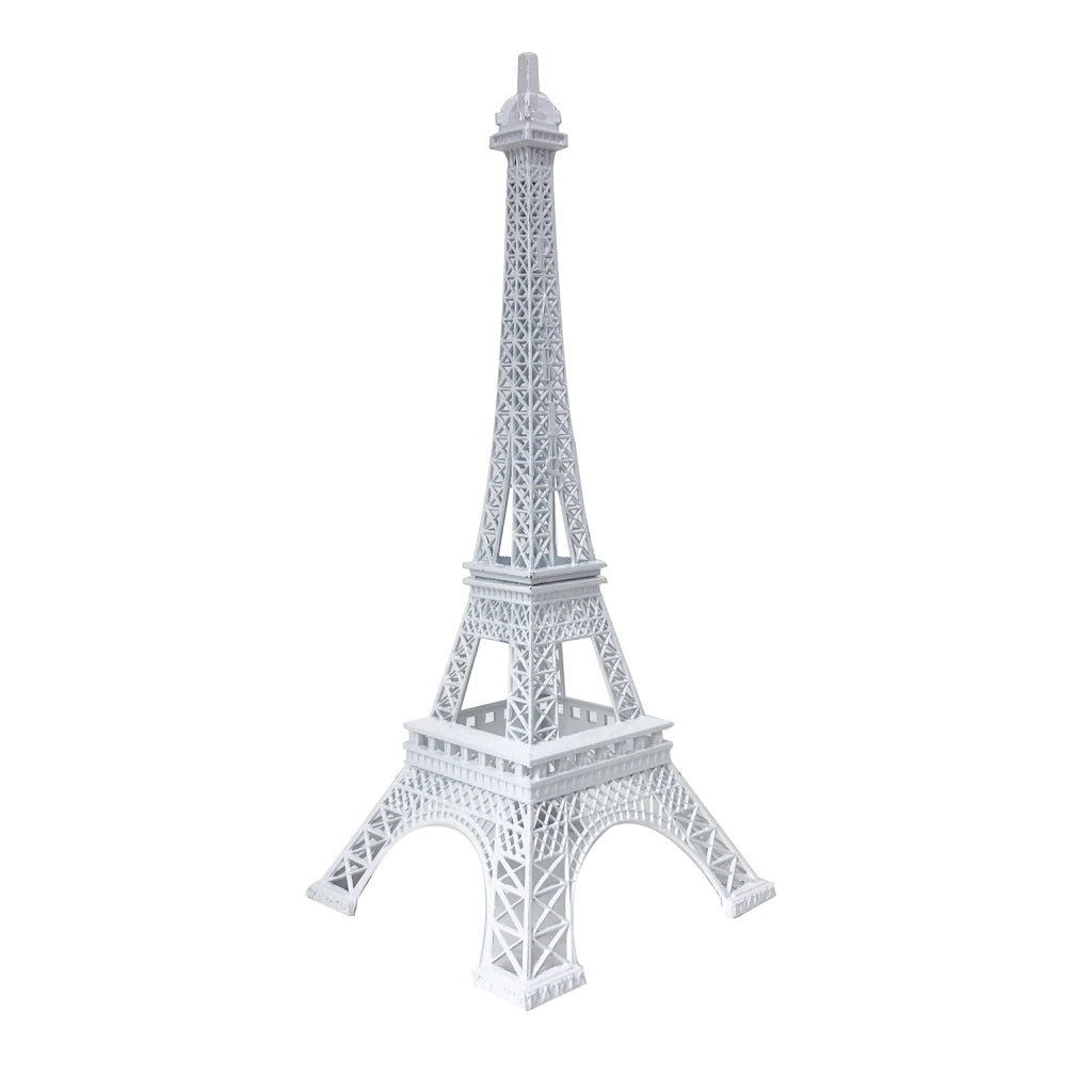 Statua della Torre Eiffel, 48 cm, lega metallica, bianca, confezione singola