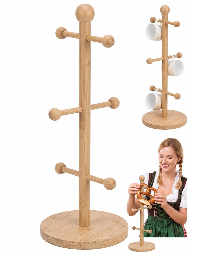 Portabicchieri in bambù, dimensioni 33x15,5 cm, in legno naturale, set da 1 con kit di montaggio