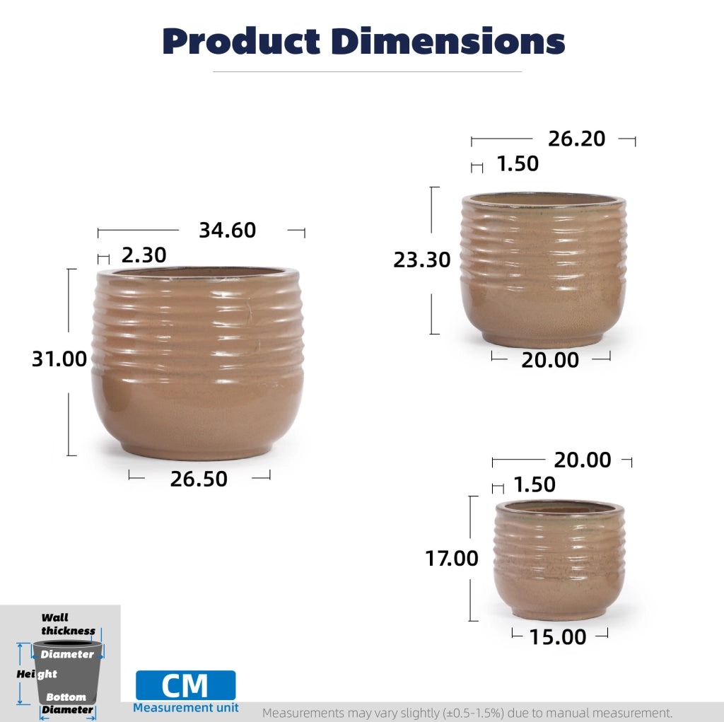 Vaso in ceramica artigianale marrone chiaro Ø 20 cm