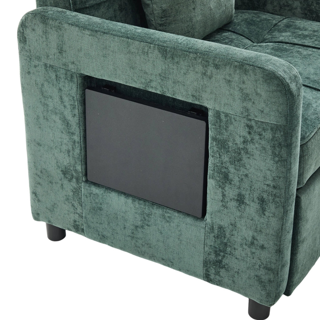 Poltrona convertibile 167x79x83 cm in ciniglia verde con cuscino, 150 kg