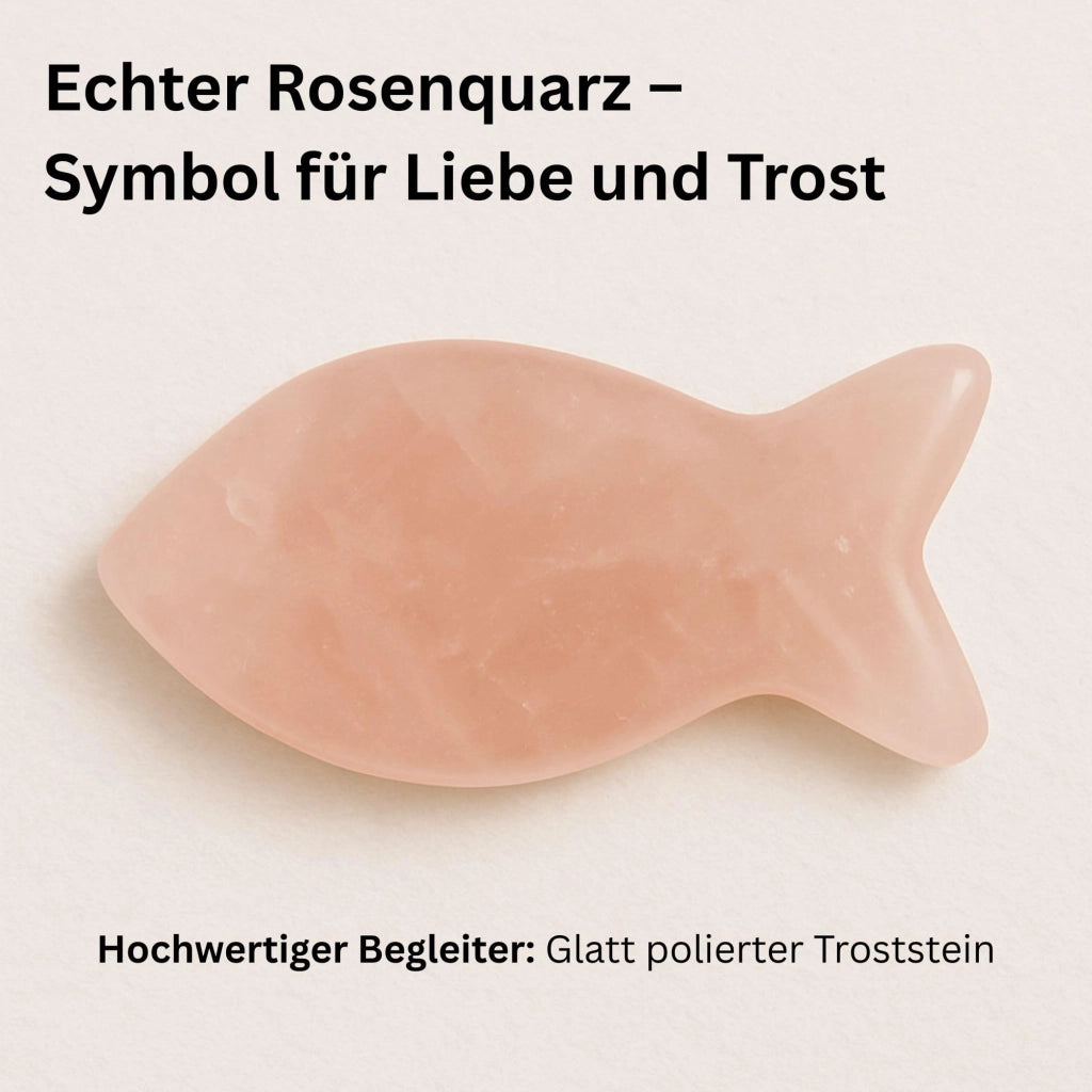 Scatola commemorativa con pesce in quarzo rosa – regalo di condoglianze