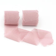 Fasce in chiffon, rosa, con bordo grezzo, confezione da 2 pezzi