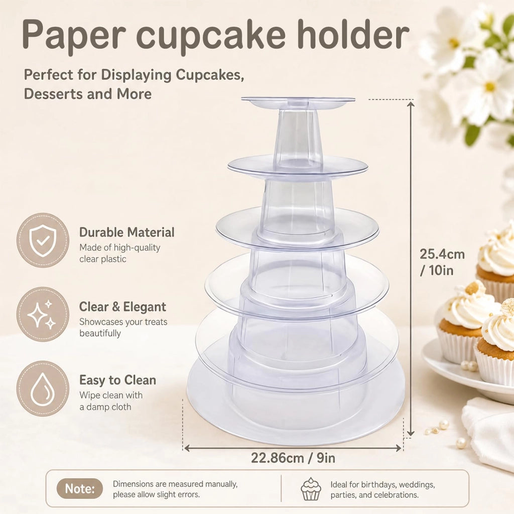 Supporto per macarons, 6 piani, trasparente, 25,4 cm, in PVC