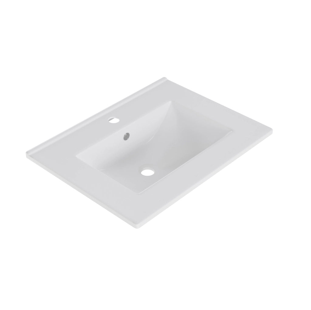 Mobile bagno bianco 61x46,5x87 cm con lavabo in ceramica integrato e cassetti soft-close