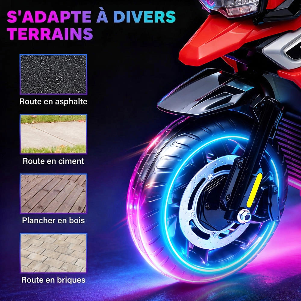 Moto Elettrica per Bambini 6V con Rotelle di Supporto Fari Luminosi e Musica Veicolo Cavalcabile Robusto Rosso