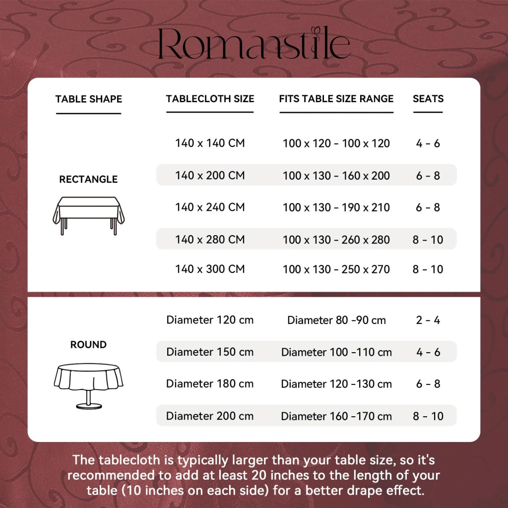 Tovaglia rotonda in tessuto jacquard, diametro 200 cm, colore rosso, idrorepellente