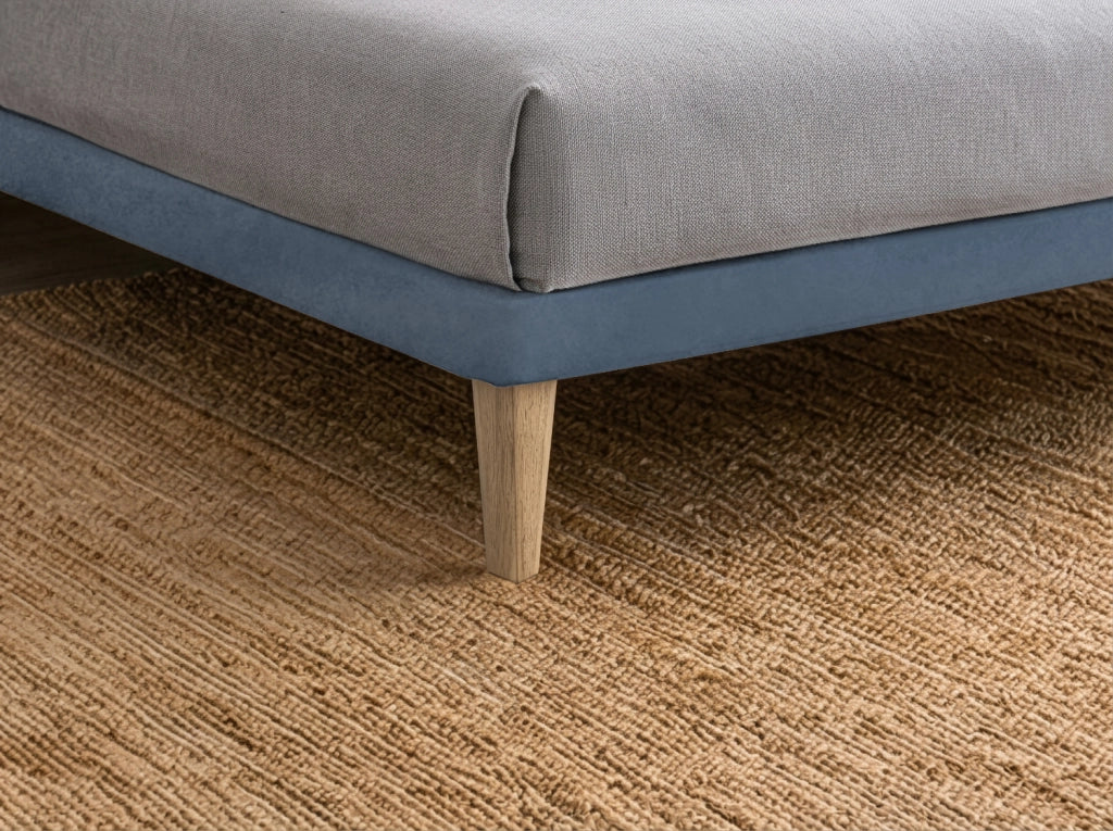 Letto Singolo con Rete Rivestita 80x190 cm Microfibra Blu Tessis Testata Button