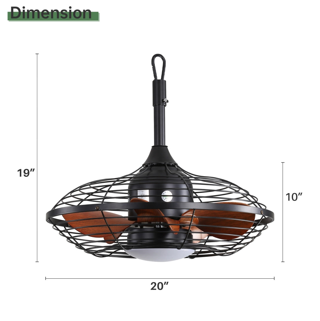 Ventilatore da soffitto da esterno 50 cm con LED 18 W e motore DC reversibile nero