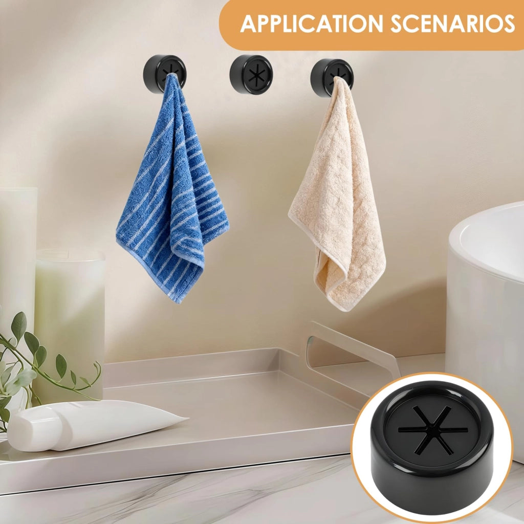 Portasciugamani autoadesivi, set da 5 pezzi, colore nero, dimensioni 24 x 5,7 x 0,9 cm, materiale plastico