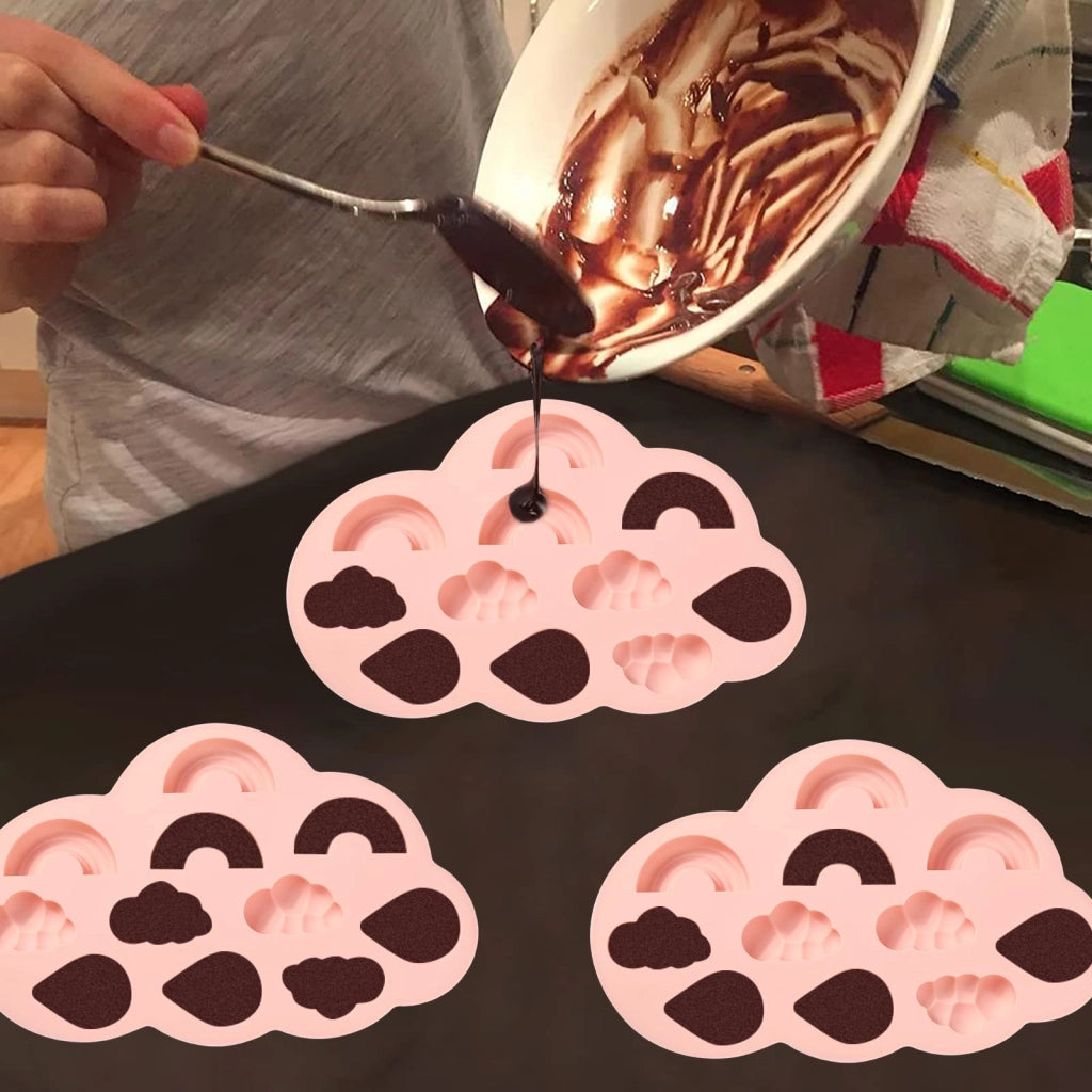 Set da 5 stampi in silicone: arcobaleno, nuvola, goccia